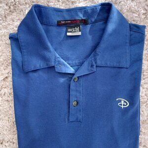 Tiger Woods Disney Golf Shirt Mens Blue Short Sleeve Nike Fit Dry Collection Lg